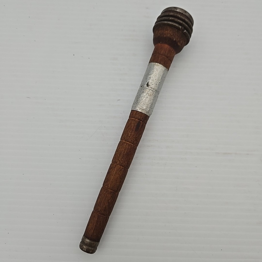 Unique Vintage Wooden with Metal Accent 9"‎ Weaving Bobbin